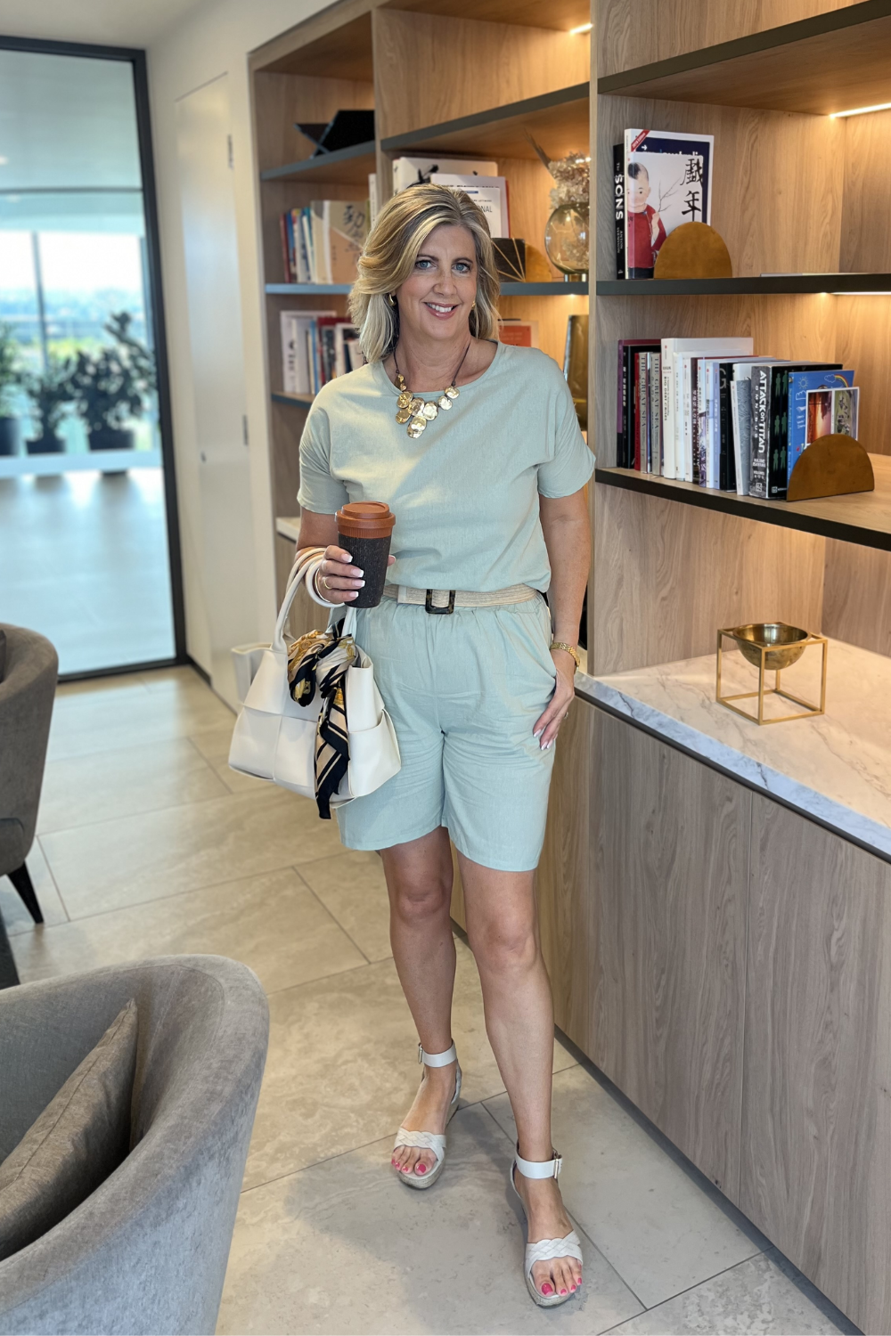 Linen-Like Shirt & Shorts Two-Piece Set
